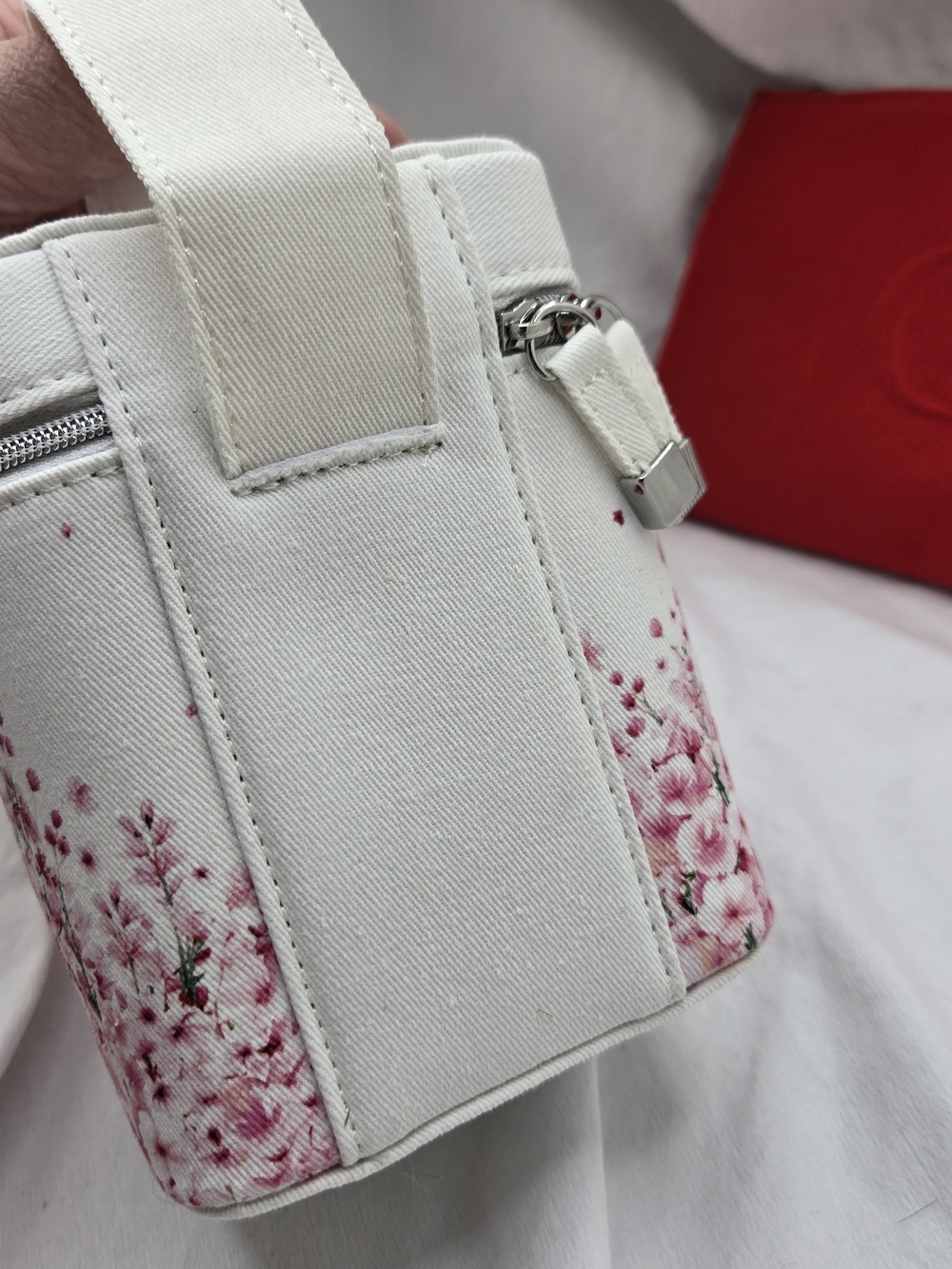 Dior White & Pink Floral Vanity Pouch and Red Cosmetic Clutch Set - Picture 3 of 14
